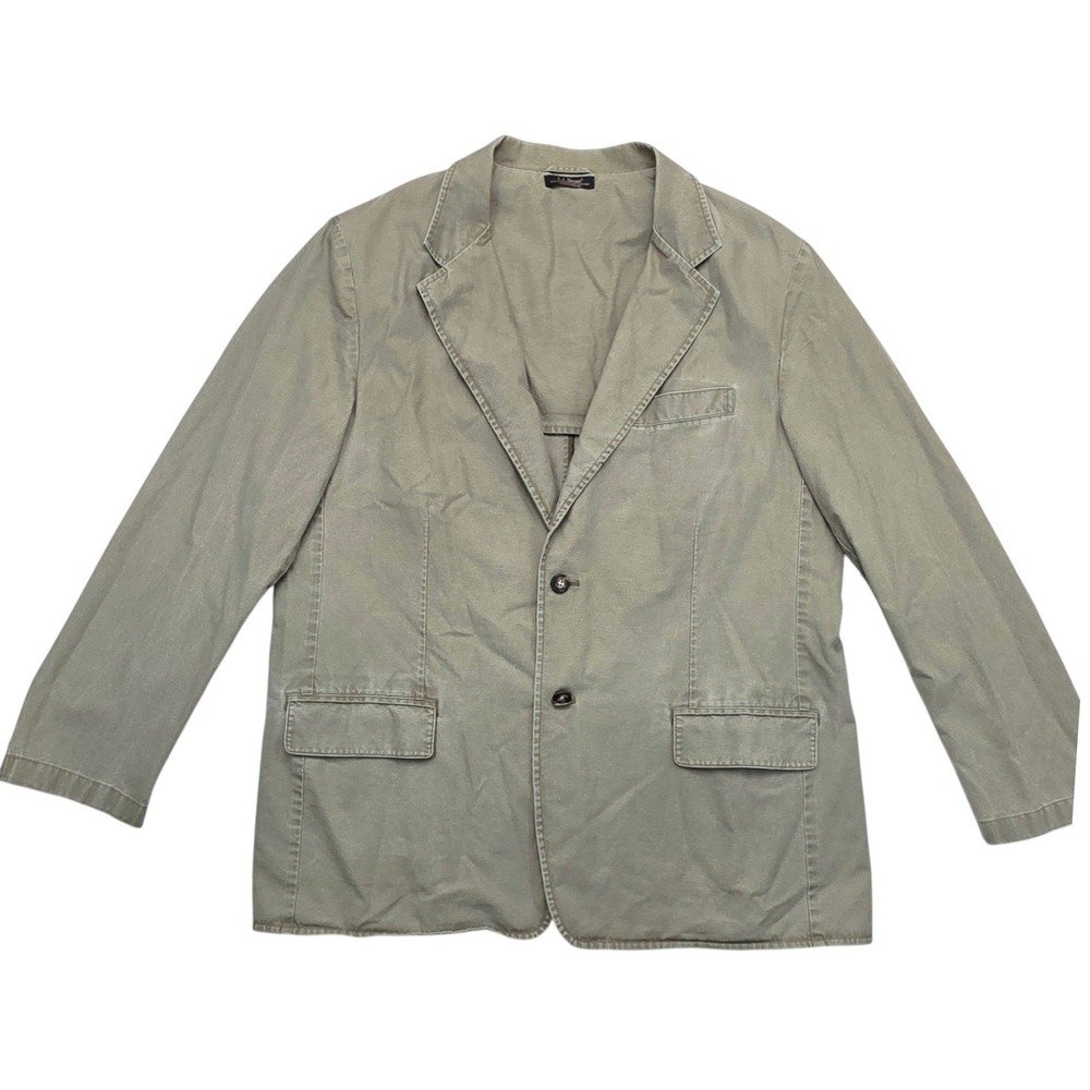 LL Bean Mens 46 Regular Cotton Canvas Blazer Jacket Olive Green 0KU59 Sport Coat